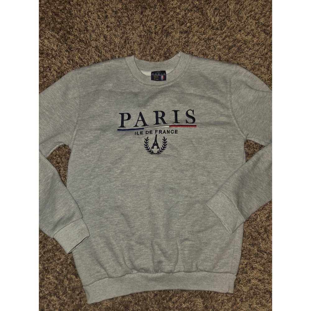 Women's Beige Paris Ile De France Crewneck Sweatshirt Size Small